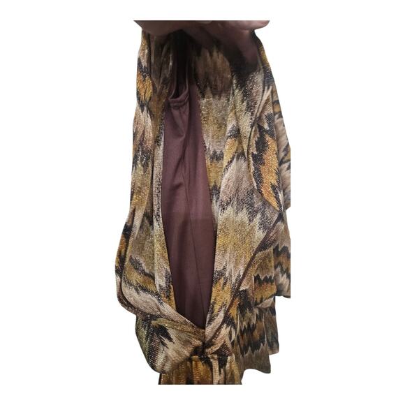 West Kei NWT Womens 3XL Blouse Gold Black Scoop Neck Elastic Waist Cape Sleeves - Picture 5 of 8